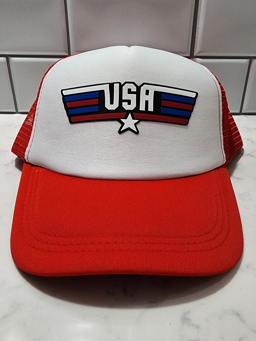 Red & White USA Trucker Hat